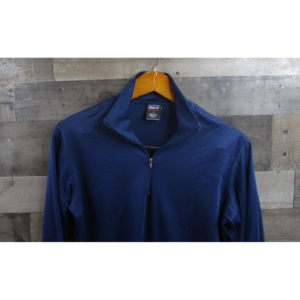 Patagonia Capilene 1/4 Zip Pullover Mens Medium Navy Base Layer Made USA